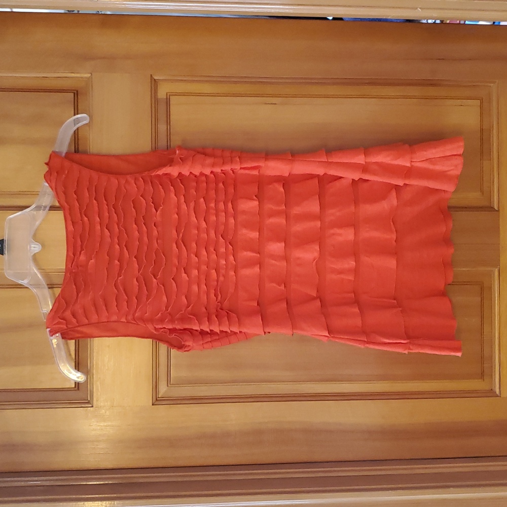 Max Studio‎ Layered Ruffle Red Orange Tank Top Size Small - Picture 6 of 6